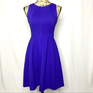 Theory Blue Fit n Flare Sleeveless Dress